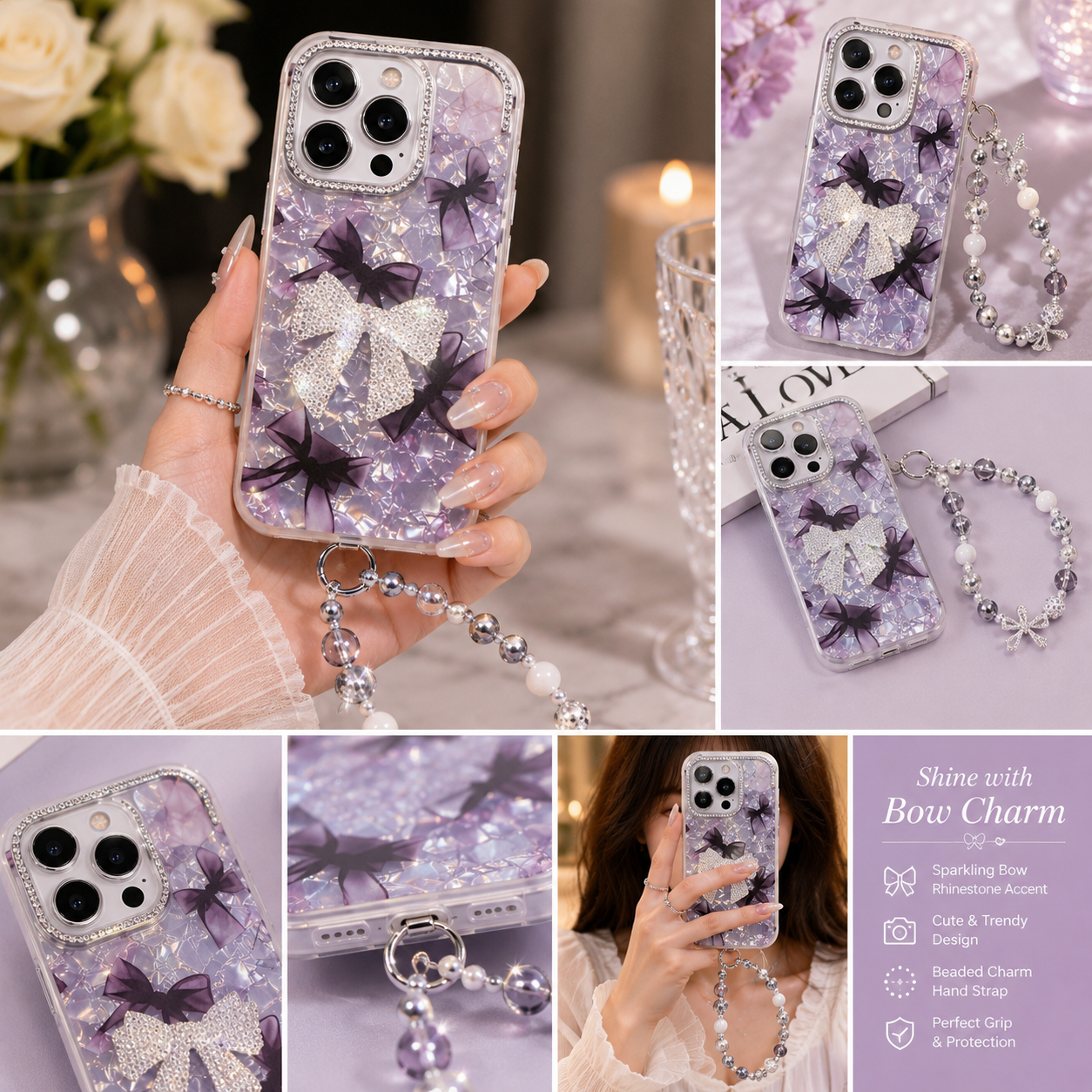 Lavender Crystal Bow Case