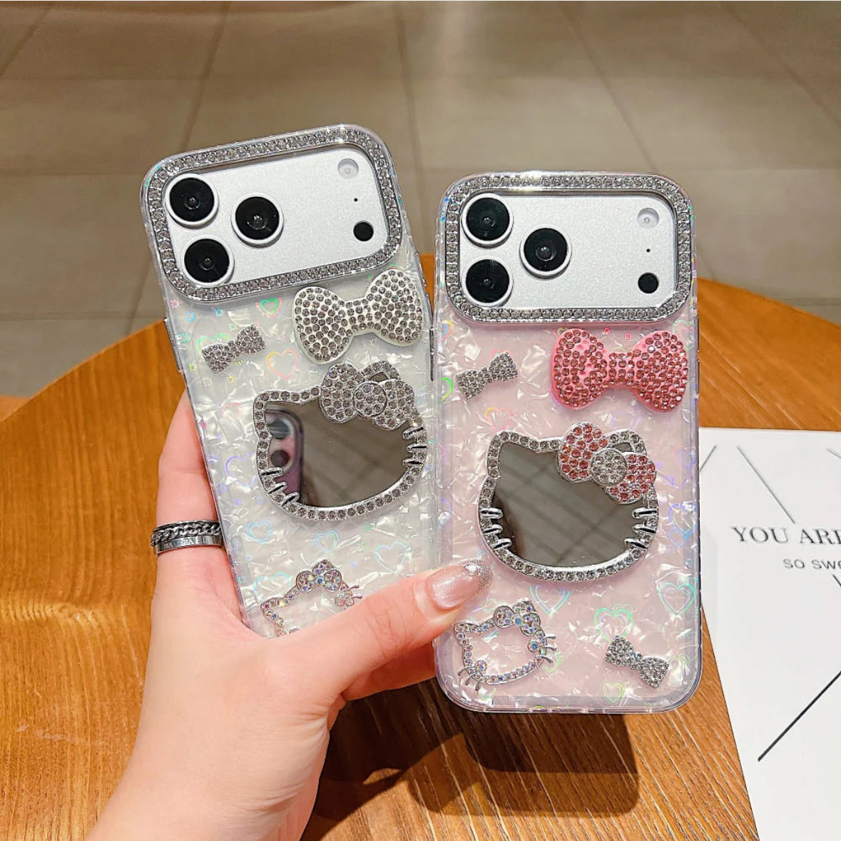 Crystal Kitty Mirror Case