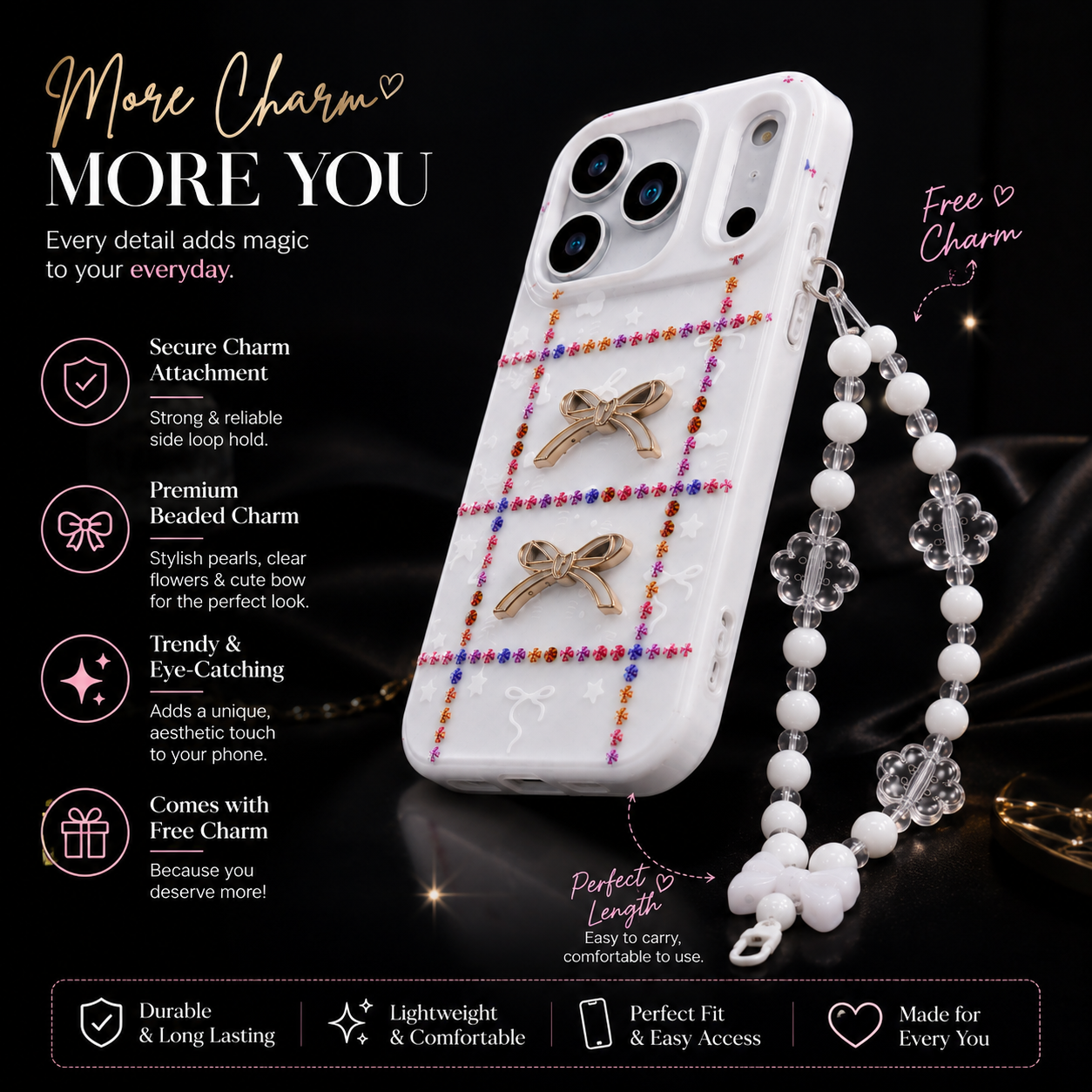 Snow Pearl Ribbon Phone Cover