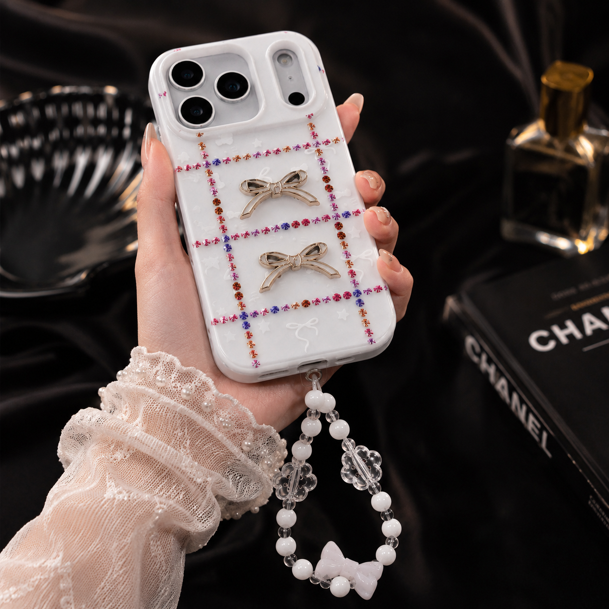Snow Pearl Ribbon Phone Cover