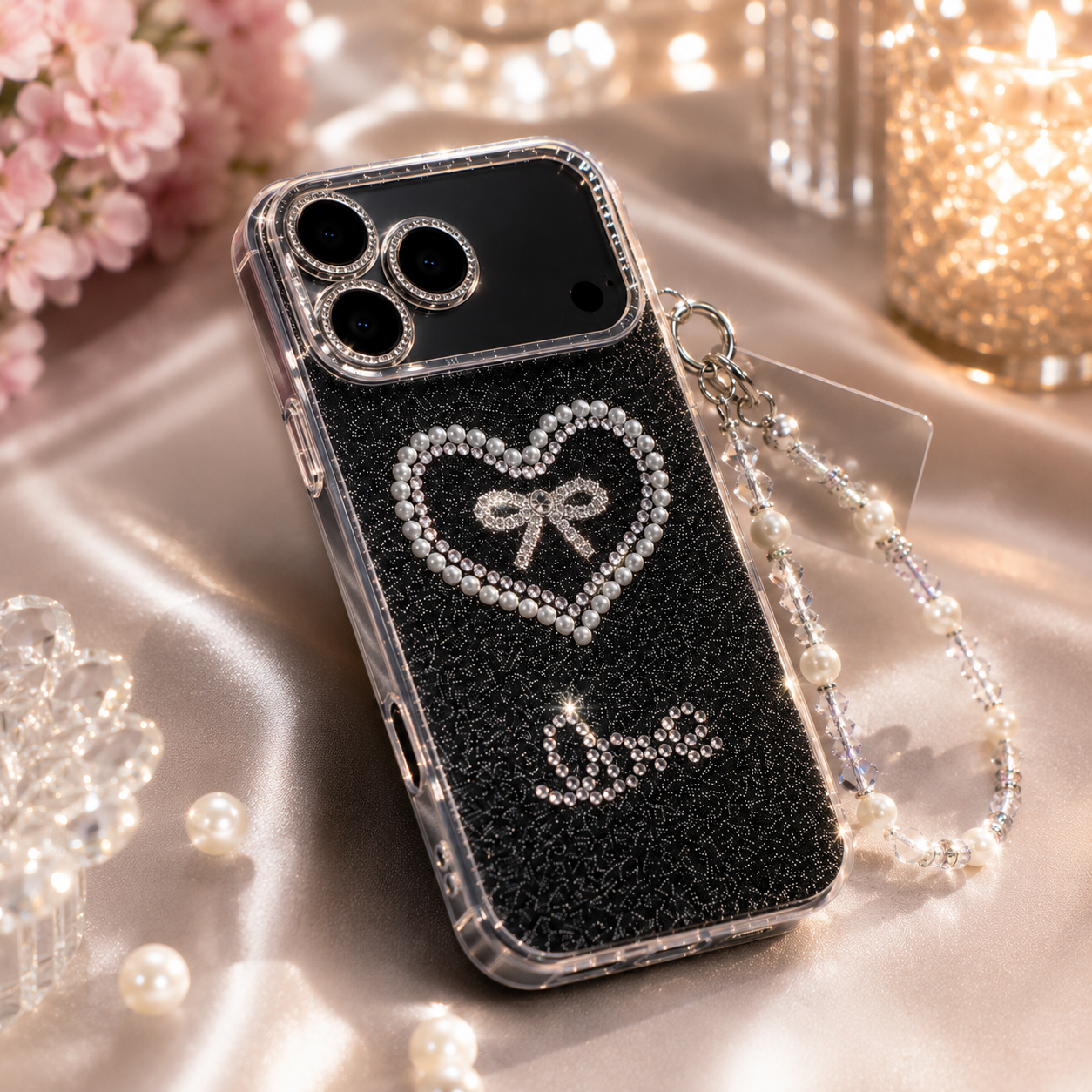 Black Crystal Heart Case