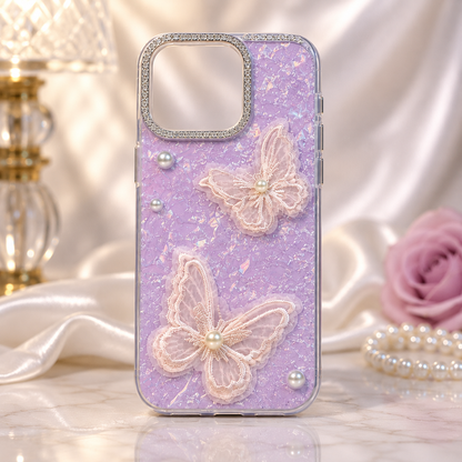 Lavender Butterfly Pearl Case