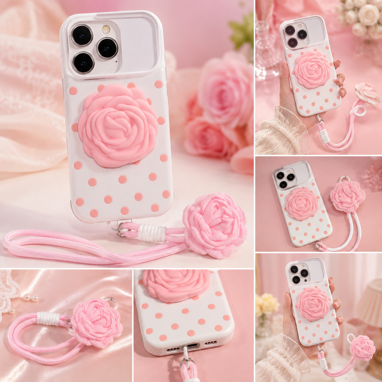 Rose Bloom Case With Wrist Rose Charm