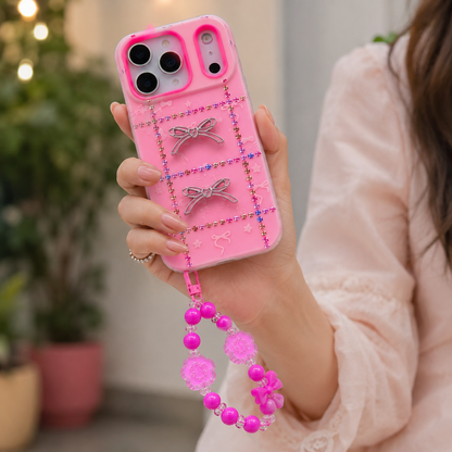 Princess Pink Crystal Bow Phone Case