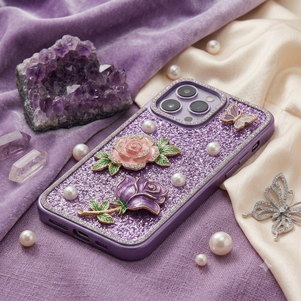 Purple Rose Petals Premium Phone Cover