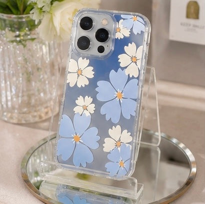 Blue Blossom Mirror iPhone Case