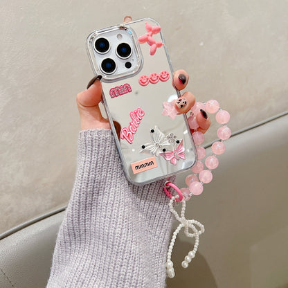 3D Creative Toy Graphic Mirror Phone Case With Bracelet