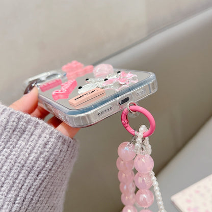 3D Creative Toy Graphic Mirror Phone Case With Bracelet