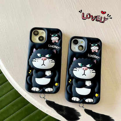 3D Cute Cat Holder Silicone Phone Case