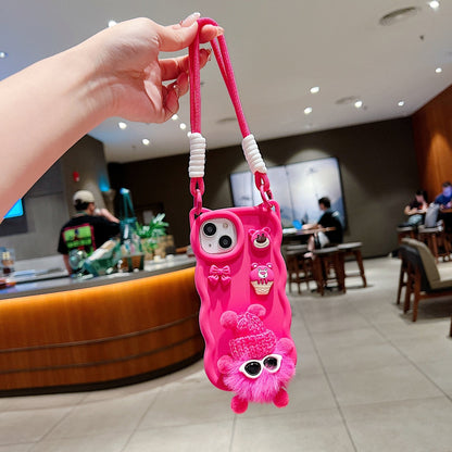 3D Ear Wave with Cute Specs Fur Cartoon Phone Case