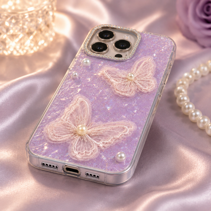 Lavender Butterfly Pearl Case