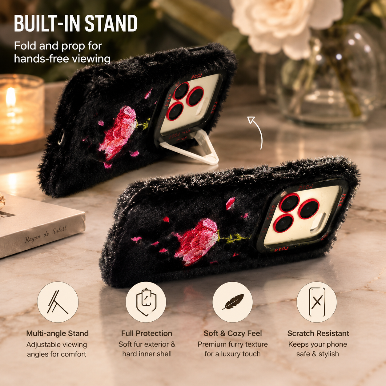 Royal Velvet Rose Fur Case