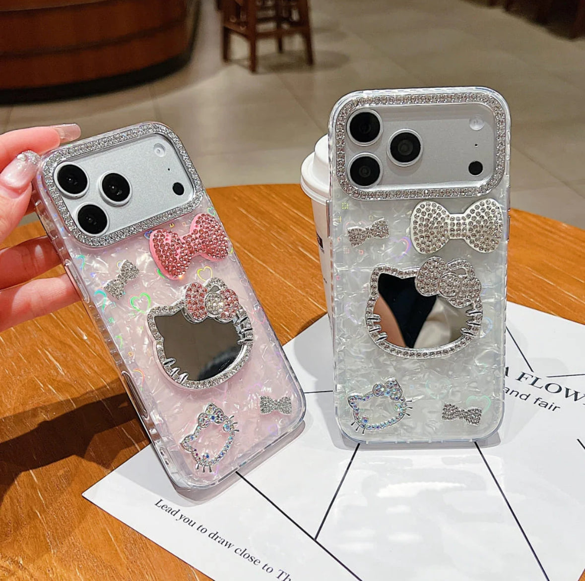 Crystal Kitty Mirror Case