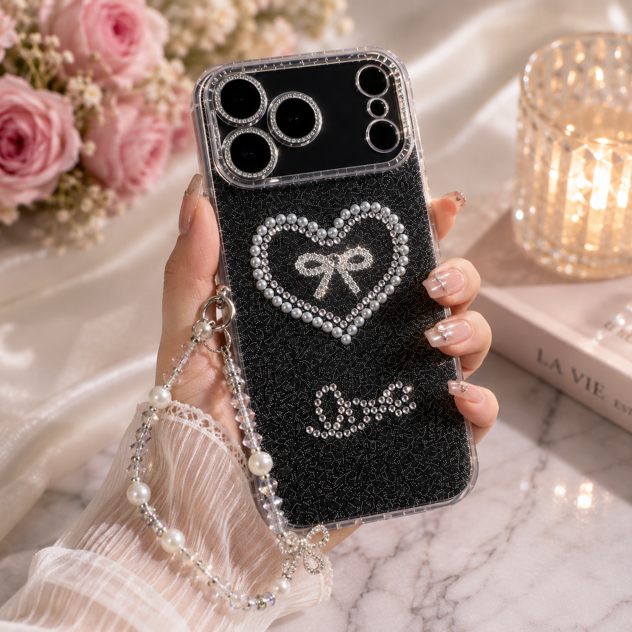 Black Crystal Heart Case