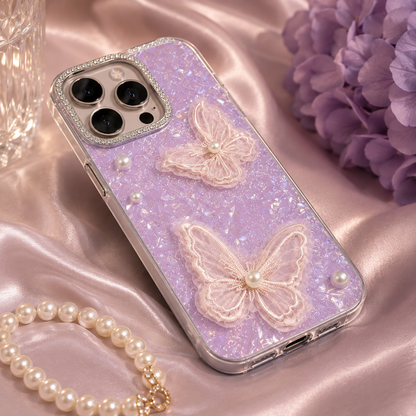 Lavender Butterfly Pearl Case