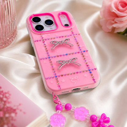 Princess Pink Crystal Bow Phone Case