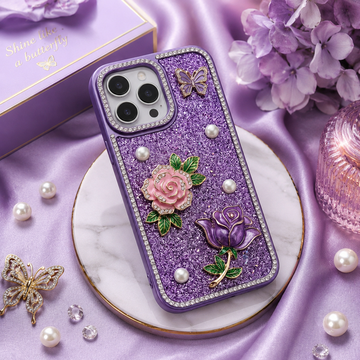 Purple Rose Petals Premium Phone Cover