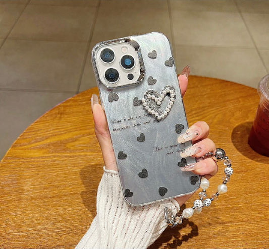 Heart and Rose Printed Phone Case I Mobile Cover with Bracelet