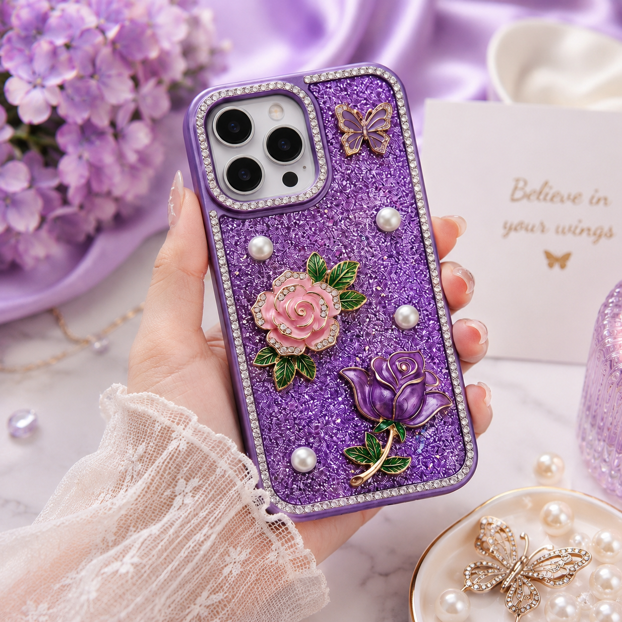 Purple Rose Petals Premium Phone Cover
