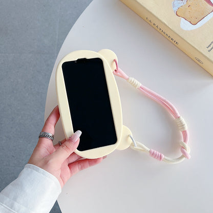 Bear Faced Silicone Phone Case with Lanyard Strap