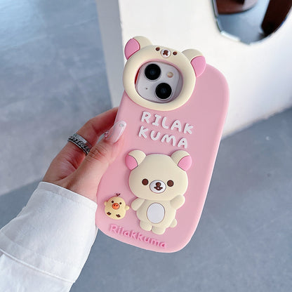 Bear Head Lens Circle Silicone Phone Case