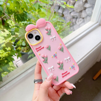 Bow Tulip Flower Silicone Phone Case