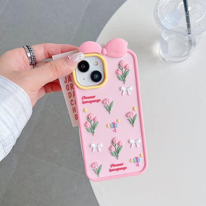 Bow Tulip Flower Silicone Phone Case