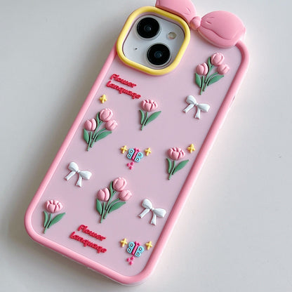 Bow Tulip Flower Silicone Phone Case
