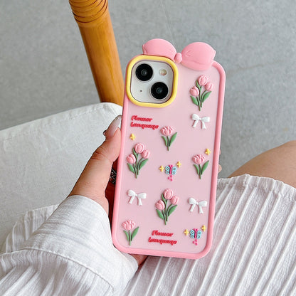 Bow Tulip Flower Silicone Phone Case