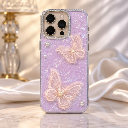 Lavender Butterfly Pearl Case