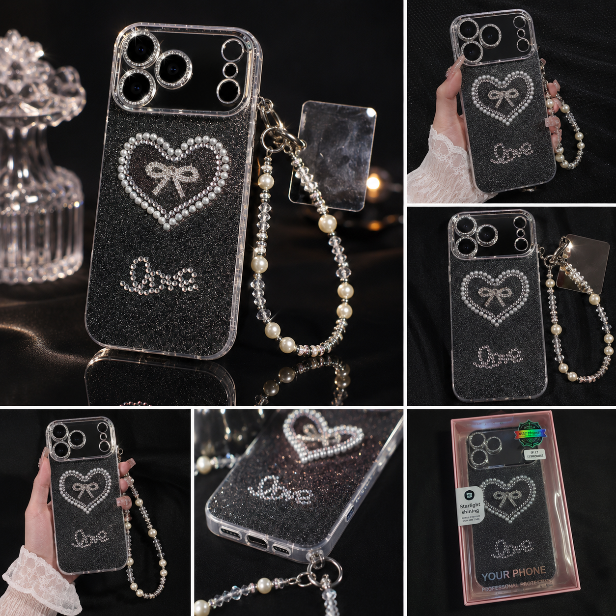 Black Crystal Heart Case