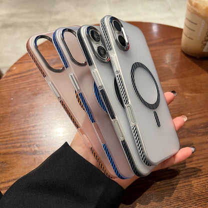 Carbon Fiber Pattern Built-in Magnetic Shockproof Phone Case
