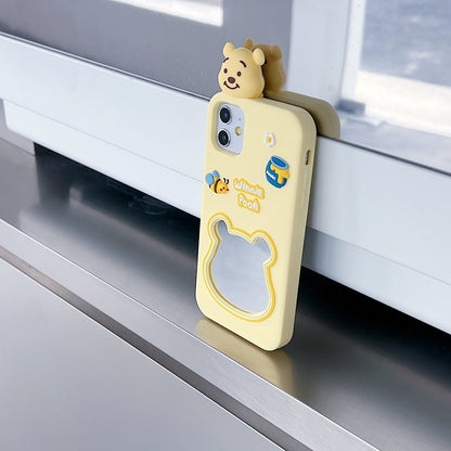 Cute Bear Shape Mirror Silicone Phone Case