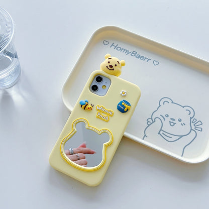 Cute Bear Shape Mirror Silicone Phone Case