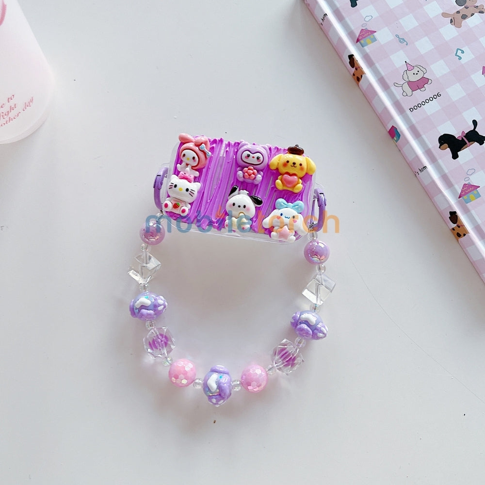 Cute Mini Cartoon Mirror Pop Universal Stand with Crystal Bracelet