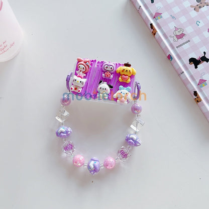 Cute Mini Cartoon Mirror Pop Universal Stand with Crystal Bracelet