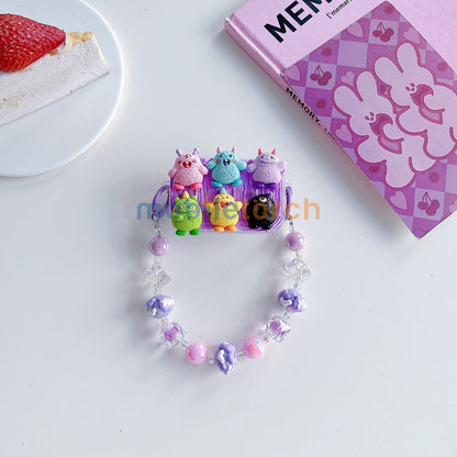 Cute Mini Cartoon Mirror Pop Universal Stand with Crystal Bracelet