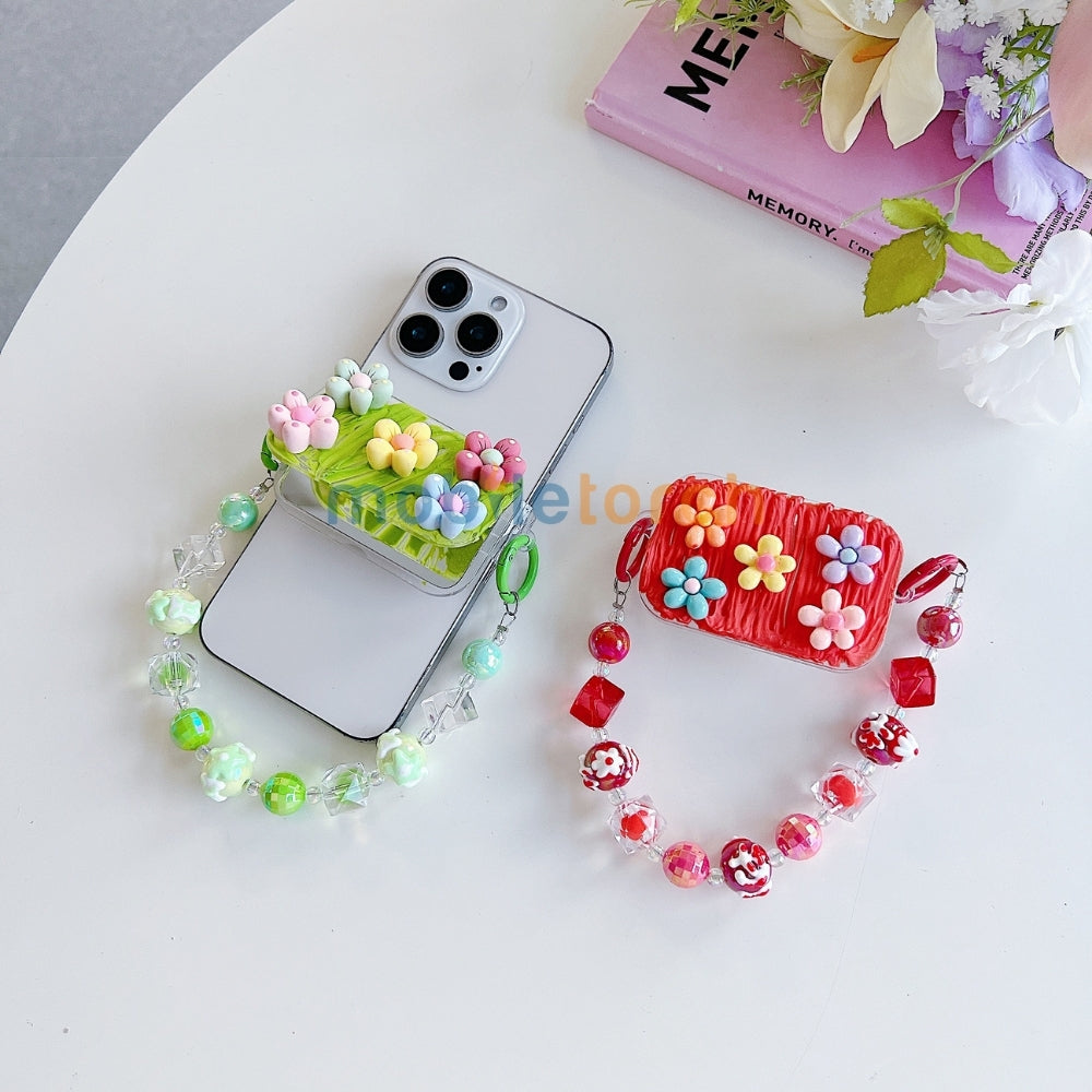 Cute Mini Cartoon Mirror Pop Universal Stand with Crystal Bracelet
