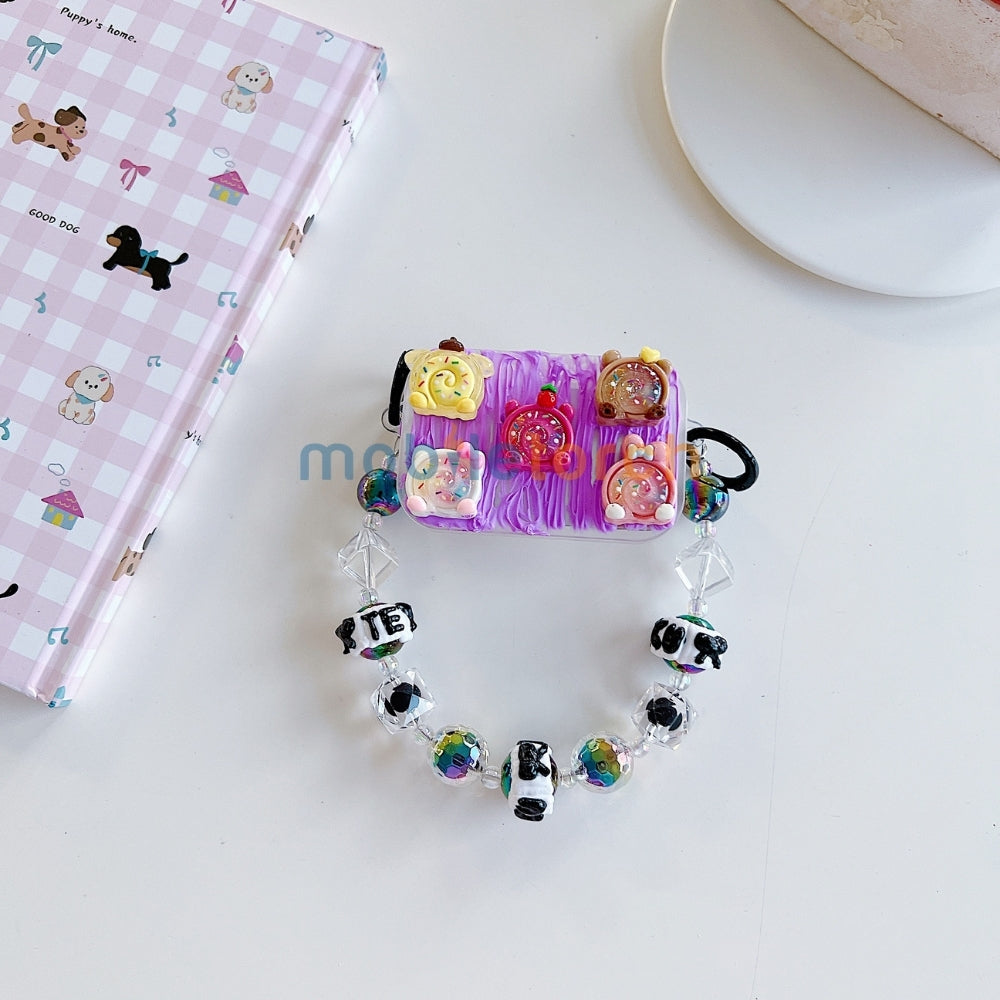Cute Mini Cartoon Mirror Pop Universal Stand with Crystal Bracelet