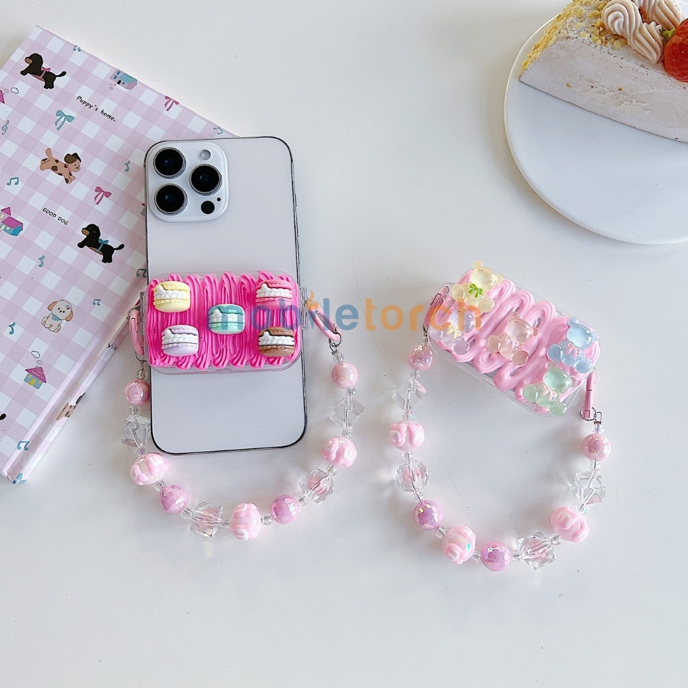 Cute Mini Cartoon Mirror Pop Universal Stand with Crystal Bracelet
