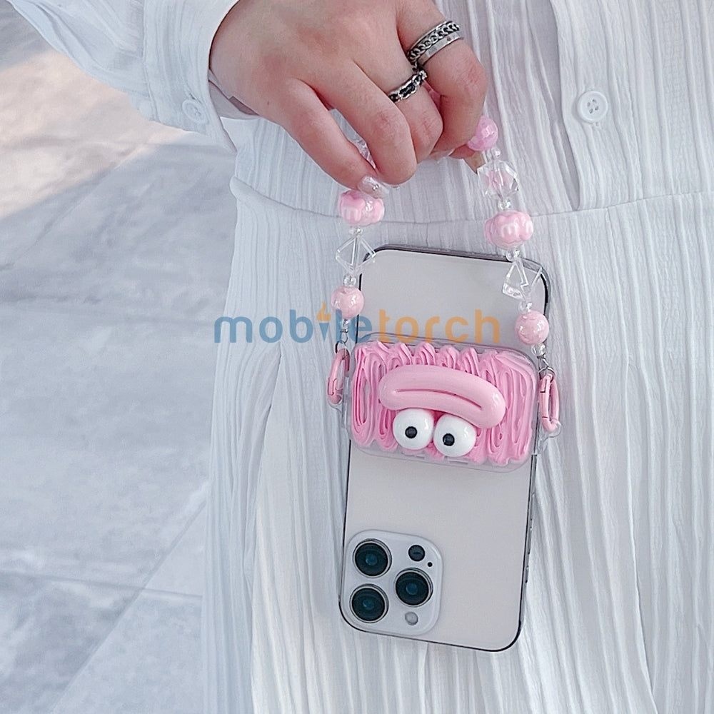 Cute Mini Cartoon Mirror Pop Universal Stand with Crystal Bracelet