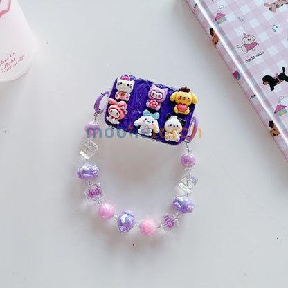 Cute Mini Cartoon Mirror Pop Universal Stand with Crystal Bracelet
