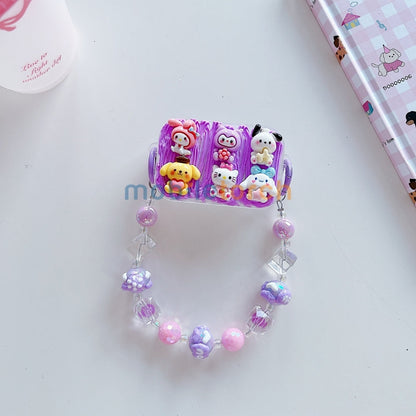 Cute Mini Cartoon Mirror Pop Universal Stand with Crystal Bracelet
