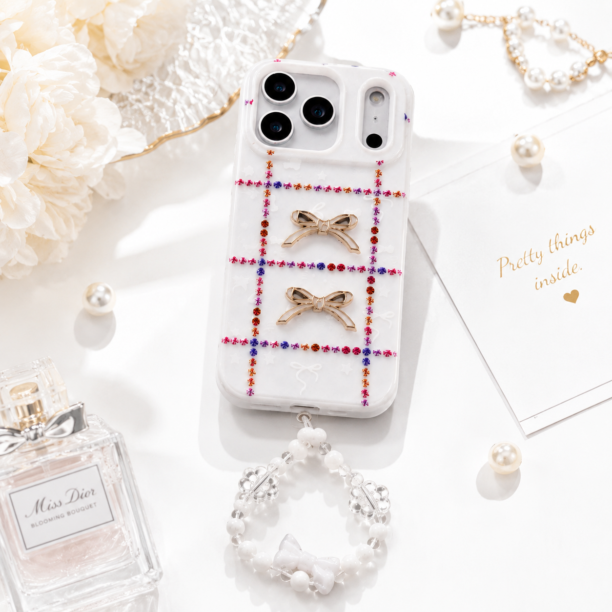 Snow Pearl Ribbon Phone Cover