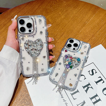 Designer Handmade Love Diamond Transparent Phone Case