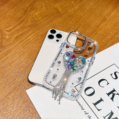 Designer Handmade Love Diamond Transparent Phone Case