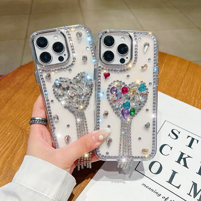 Designer Handmade Love Diamond Transparent Phone Case