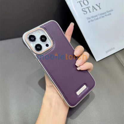 Electroplated Chrome PU Leather Phone Case - iPhone 16 Plus