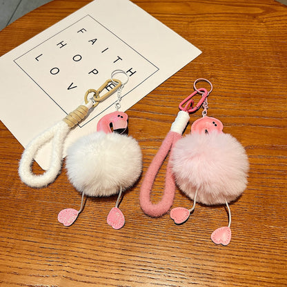 Fluffy Flamingo Phone Charm | Keychain | Handbag Charm