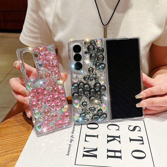 Full Covered Diamond and Butterfly Charm TPU (Soft) Phone Case | Mobile Cover - Samsung Z Fold 5